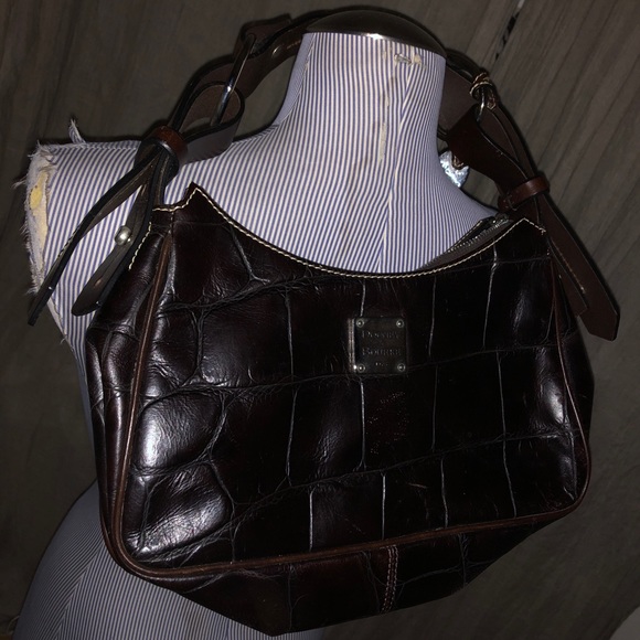 brown croc shoulder bag